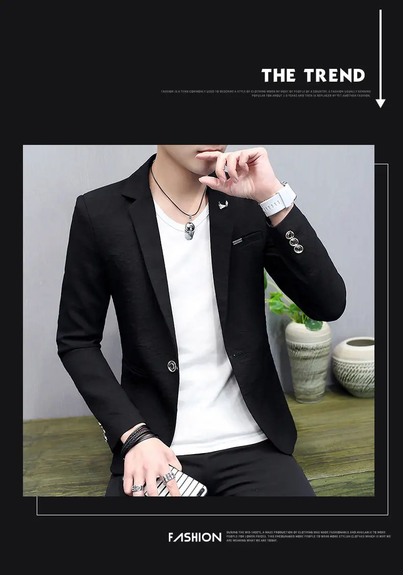 Blazer: Outdoor Fashion, Business-style, Gentleman's Wedding Host, Campus Casual, Relaxed, Korean-style, Youthful Men's Blazer