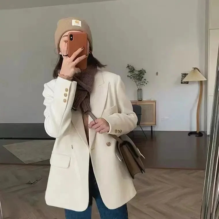 Clothes Jacket Brown Over Coats for Women Black Blazer Woman Dress Outerwears Loose Long Solid on Promotion Sale 2025 Autumn New