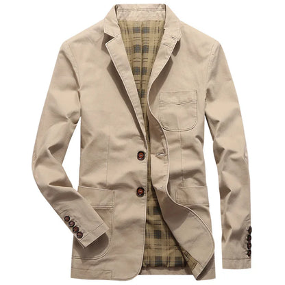 High Quality Men's Blazer Oversized Suit Jackets 5XL Pure Cotton Streetwear Casual Jacket Men Clothing Black Blazers