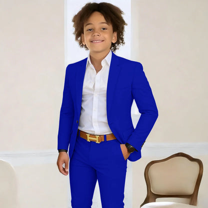 Suit For Boys 2-16 Years Blazer Pant Set 2 Piece Slim Fit Casual Beige Wedding Suit Set Birthday Stage Performance Costumes