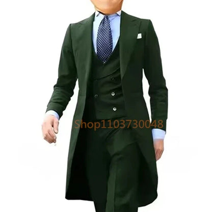 Costume queue de pie pour homme, costume de cérémonie, veste à revers pointus, gilet et pantalon pour fête, mariage, danse, performance de magie.
