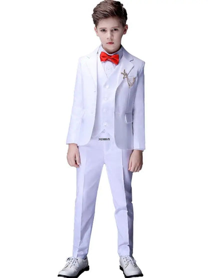 Boys Formal Suit Set White Single Breasted Kids Wedding Tuxedo