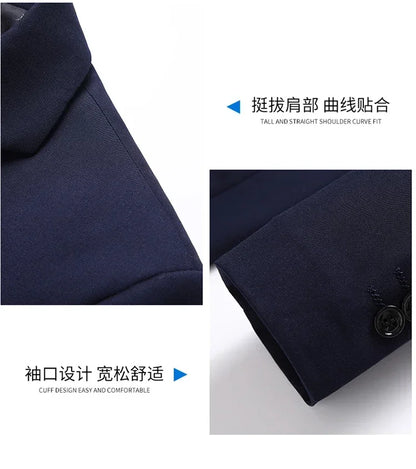 Solid Color Blazer Men's Fashion Business Solid Color British Style Professional Work Groom Wedding Dress Best Man Blazer Jacket