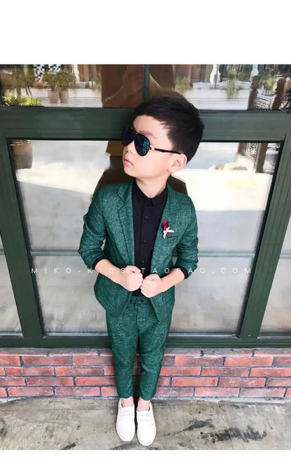 Kids Wedding Ceremony Slim Suit Children Formal Blazers Pants 2Pcs Photography Clothes Good Quality Baby Boys Handsome Suit