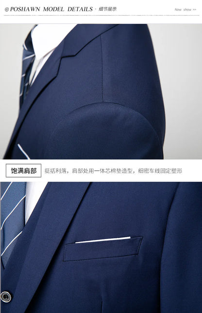White Men Suits Slim Fit 3 Piece Double Breasted Suit Men Wedding Prom Party Business (Blazer+Vest+Pants) Wedding Suits for Men