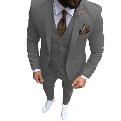 High Quality khaki Men's wedding Suits Smart Cusual 3 Piece Custom Slim Fit Male Blazer Wedding Groom Tuxedos Costume Homme