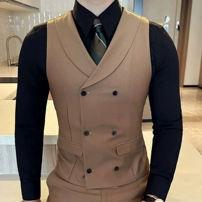 Men's Vest Double Breasted Lapel Waistcoat for Weddings and Formal Occasions
