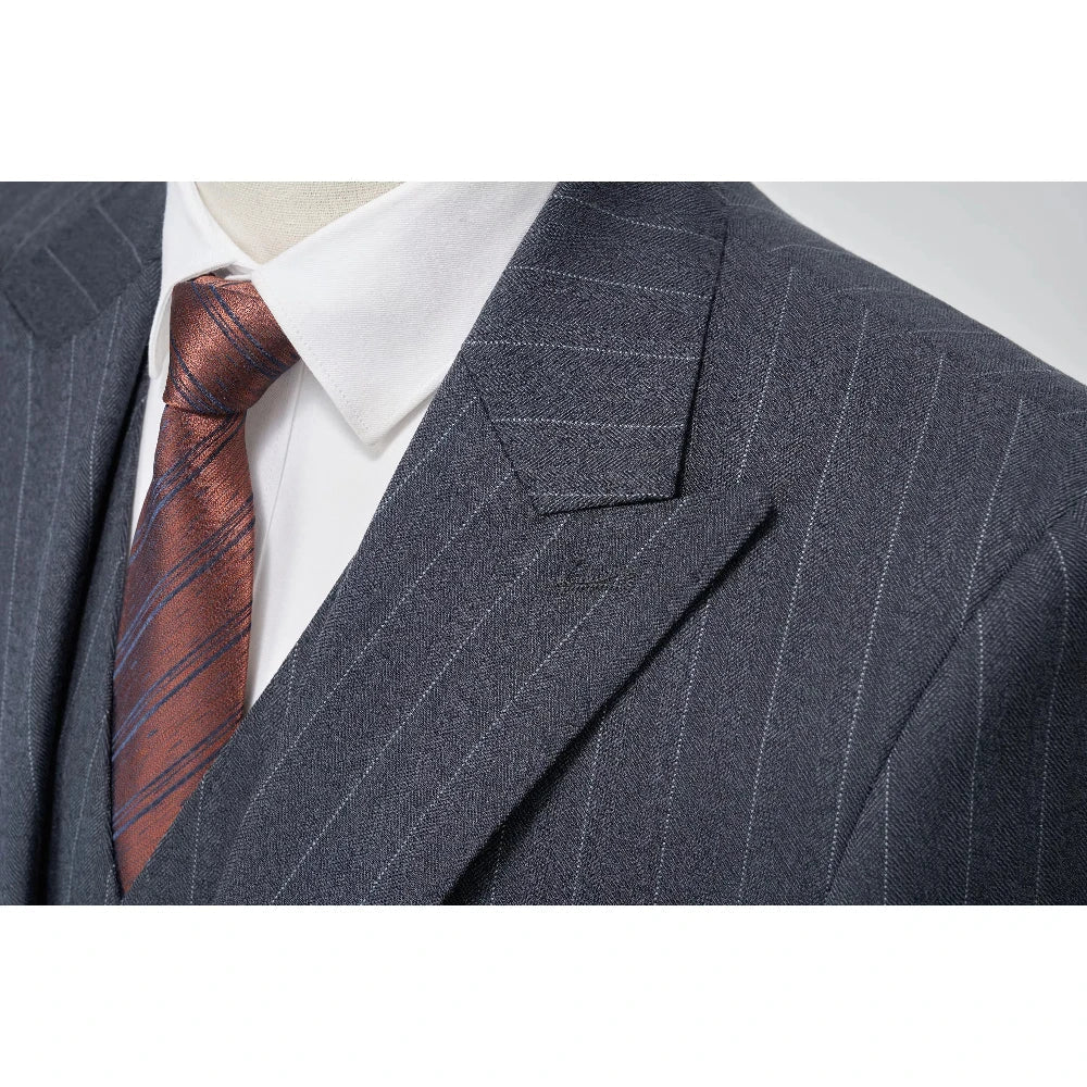Men's Suit Set for Broad Shoulders – Single Breasted Straight Fit Wedding & Business Suit with Adjustable Trousers