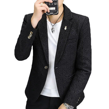Blazer Men's Fashion Outdoor Travel Gentleman Wedding Slimming Business Versatile Trendy Casual Korean-style Formal Wear Blazer