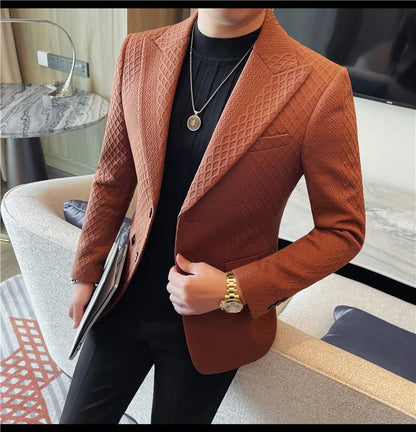 Autumn Winter Single Breasted Wedding Suit Jacket for Men Business Casual Slim Fit Blazers Banquet Party Social Suit Jackets