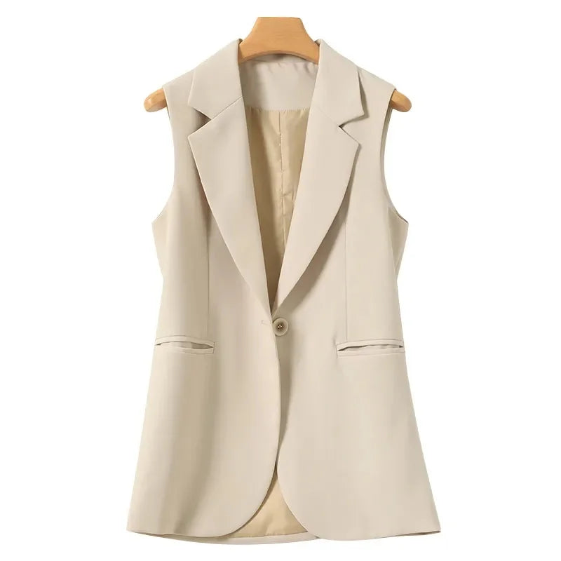 New Fashion Korean Women Vest Spring Autumn Suit Vest Sleeveless Jacket Cardigan Slim Fit Waistcoat High Quality Office Clothing