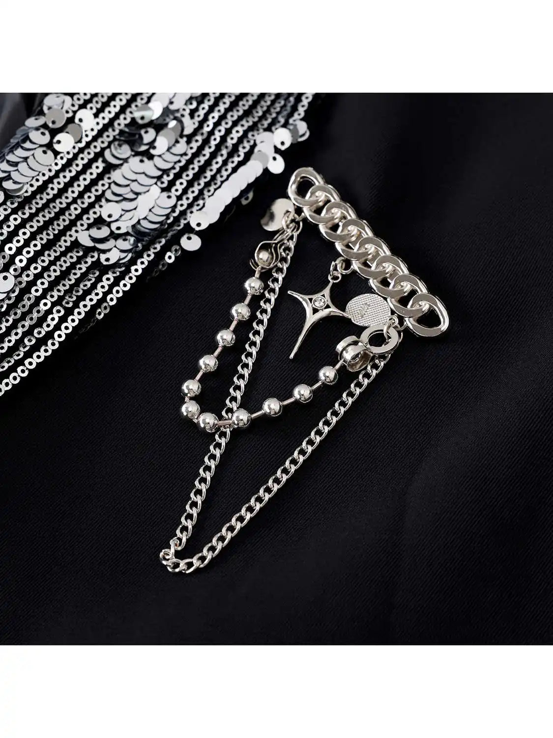 Women's Black Gothic Emo Blazer Jacket Harajuku 2000s Vestes Femme Outerwear Vintage Long Sleeve Sequins Suit Coat Clothing 2025