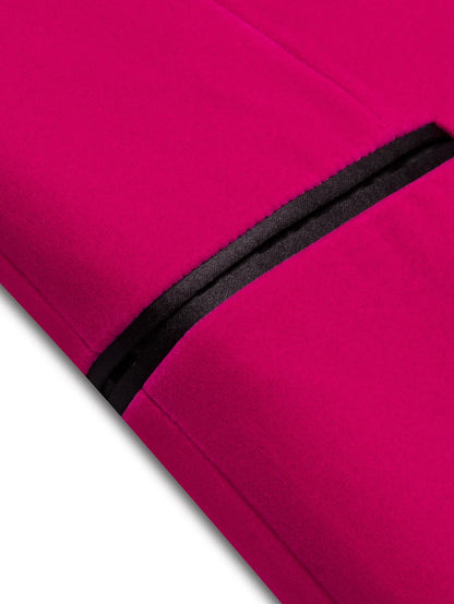 Fuchsia Solid Mens Tuxedo Blazer, Black Satin Shawl Lapel Single Button Slim Jacket for Wedding Banquet Stage Party