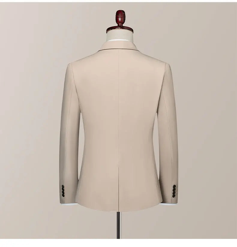 High-Quality Groom's Three-Piece Set Wedding Dress - Slim Fit British Style Business Casual Suit Vest Trousers for Men
