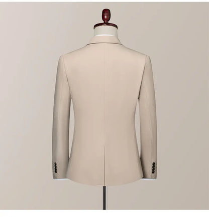 High-Quality Groom's Three-Piece Set Wedding Dress - Slim Fit British Style Business Casual Suit Vest Trousers for Men