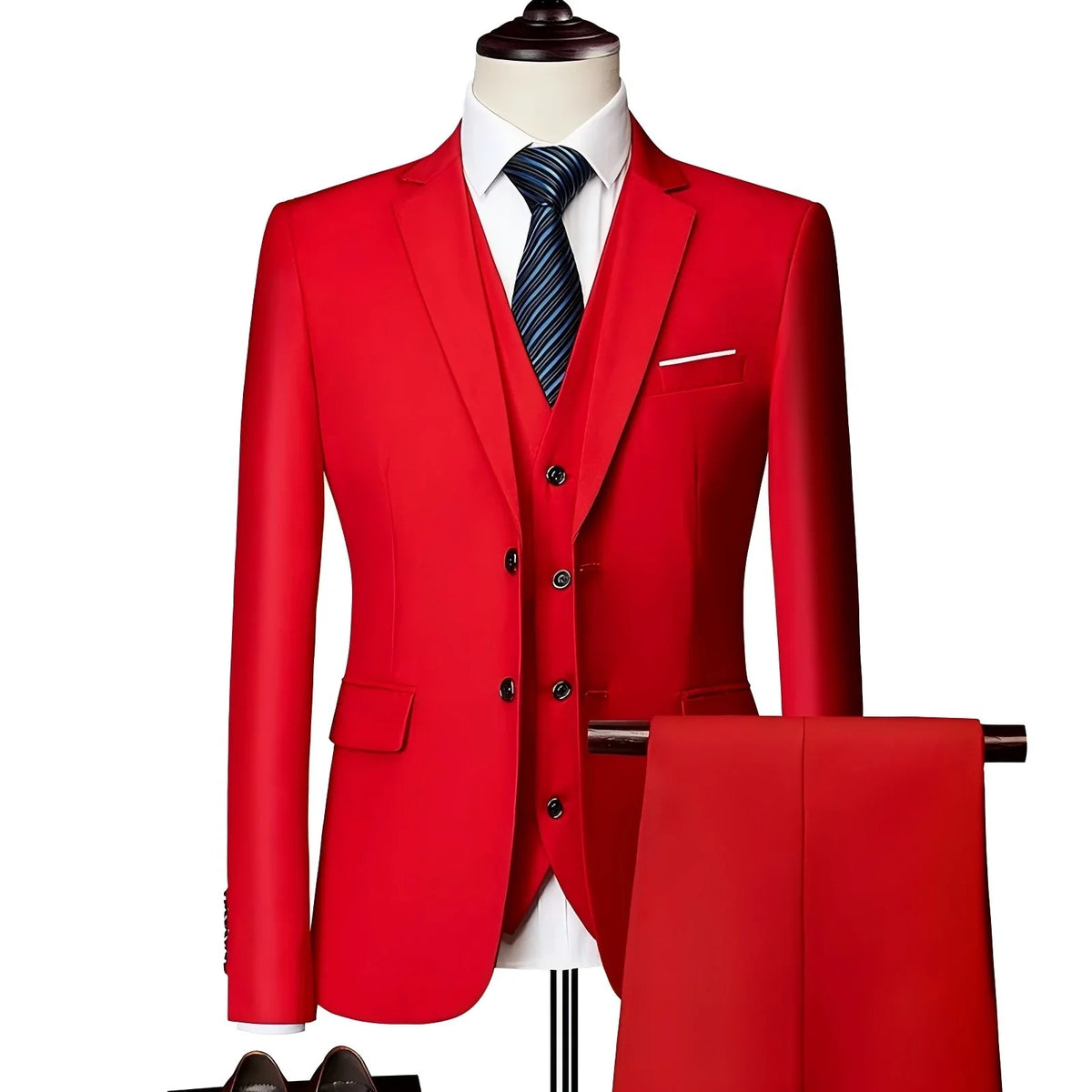 Men's 3 Pieces Suit Elegant Solid Slim Fit Single Breasted Party Blazer Vest Pants Set