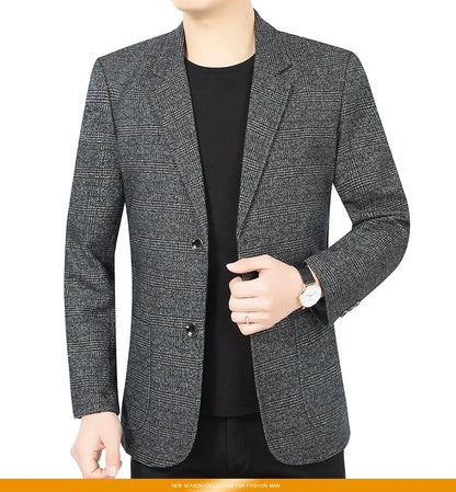 Blazer Men's Fashionable High-end Business-oriented Outdoor Gentleman's Trendy Checked Casual Wear for Hosting Weddings Blazer