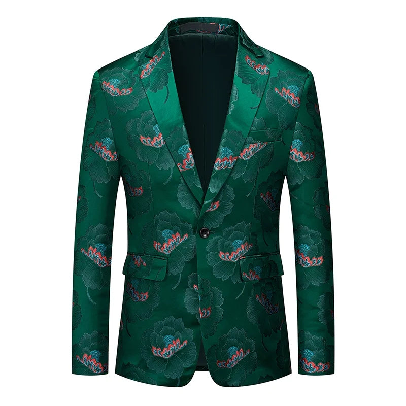 Men's Jacquard Blazer Slim Fit Single Breasted Smart Casual & Formal Wedding Jacket