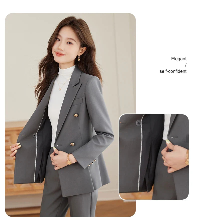 Elegant and fashionable professional women's high-quality two-piece suit jacket + pants. 2025 autumn/winter new styles