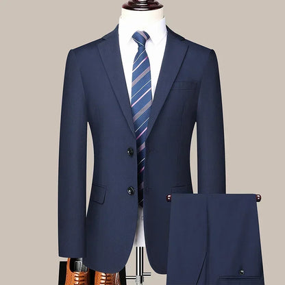 Men's Suit Blazer and Pants Smart Casual Slim Fit Wedding Business Formal Set