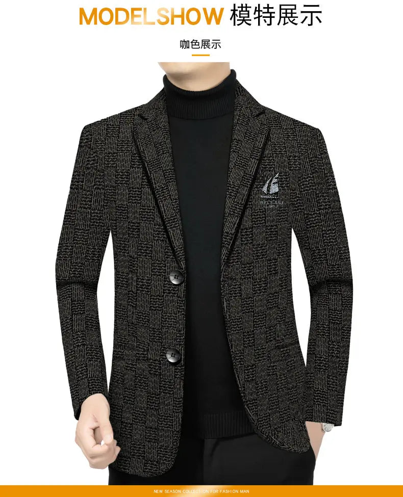 Men's Smart Casual Blazer – Single-Breasted Suit Jacket for Spring & Autumn in Black & Khaki