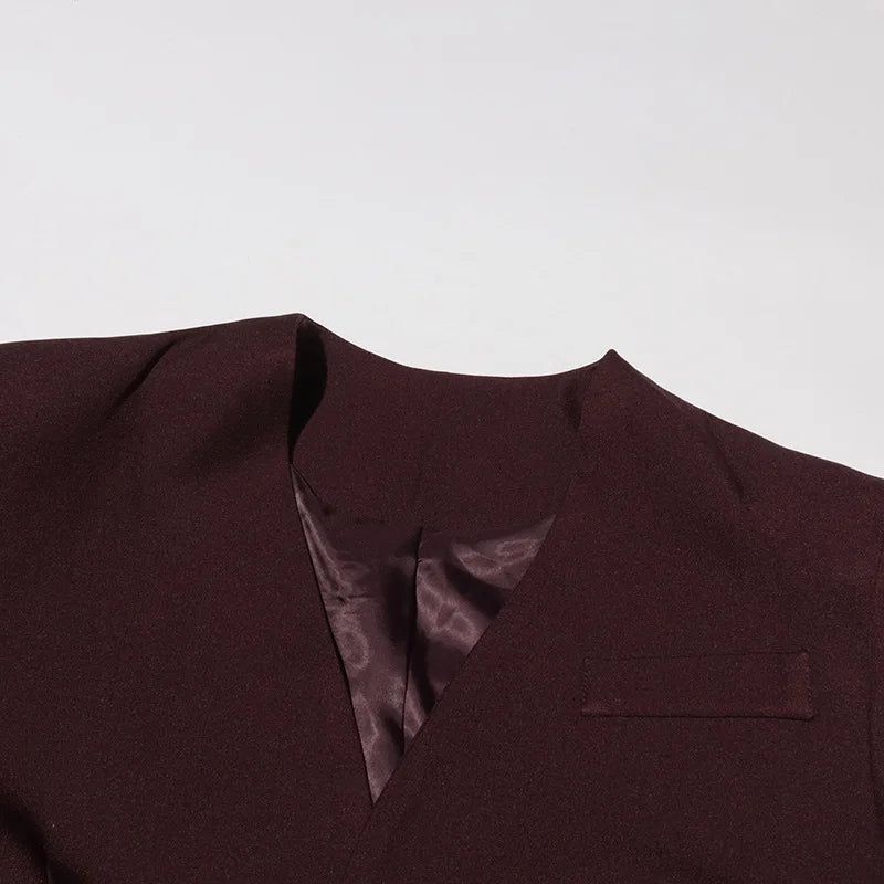 Spring Autumn New Women Blazer V-neck Single Button Asymmetric Solid Color Scarf Collar Fashion Elegant Trendy Coat HK17099