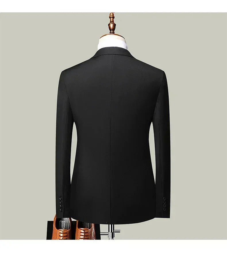 S-8XL Blazer New Men's Fashion Business Solid Color British Style Professional Work Groom Wedding Dress Best Man Blazer Jacket