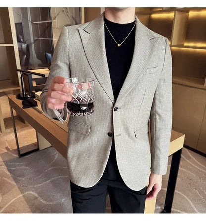 Men's Blazer Single Breasted Slim Fit Korean Style Casual Suit Jacket