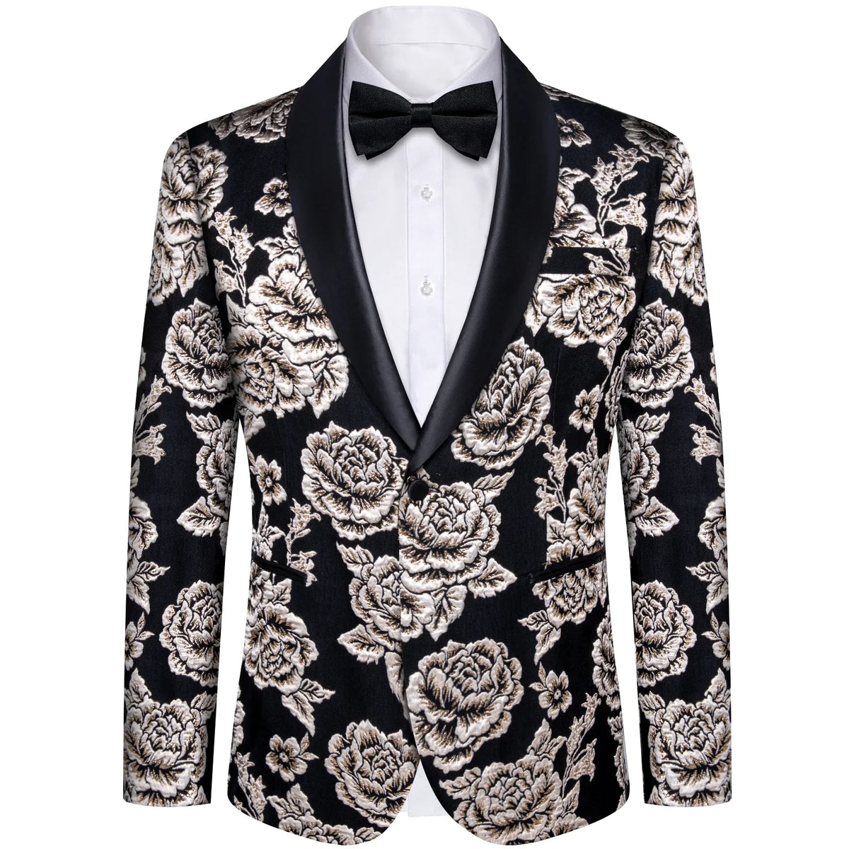 Men's Black Paisley Suits Blazer Jacket Fashion Business Banquet Wedding Party Dress Floral Red Suit Coat Men Clothing