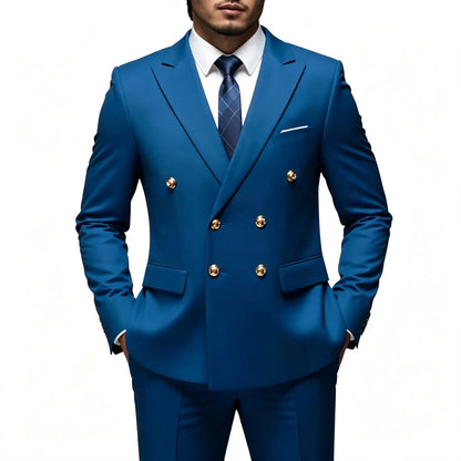 Costume 2 pièces ajusté pour homme, veste de costume et pantalon assorti, pour tenue de cérémonie, d'affaires ou de mariage