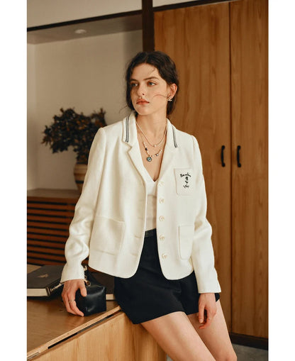 French Causal Blazer Woman 2026 Spring New Notched Long Sleeve Blazers Commute Elegant Solid Outerwear GO57QW001103