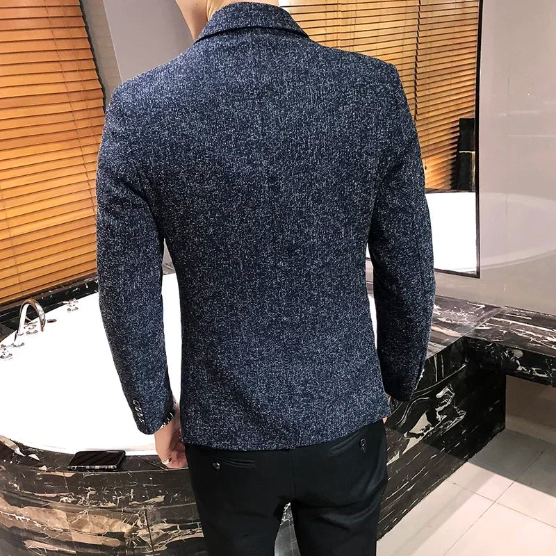 Blazer New Boutique Men's Solid Color British Style Fashion Casual Business Job Interview Gentleman Party Best Man Dress Suit