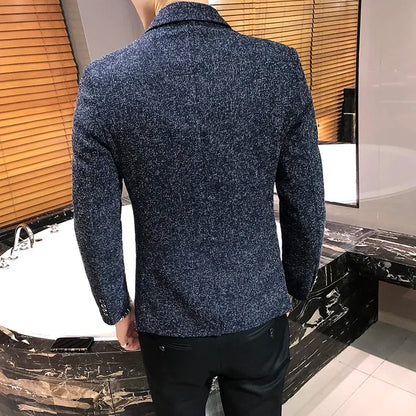 Blazer New Boutique Men's Solid Color British Style Fashion Casual Business Job Interview Gentleman Party Best Man Dress Suit
