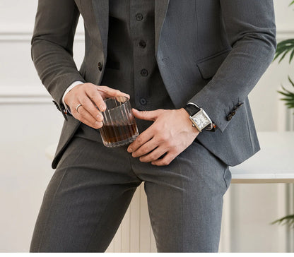 High Quality Elegant Single-Breasted Men Suit Fashion ltalian Style Slim High-end Business Groom Wedding Party Tuxedo 3/2 Pieces
