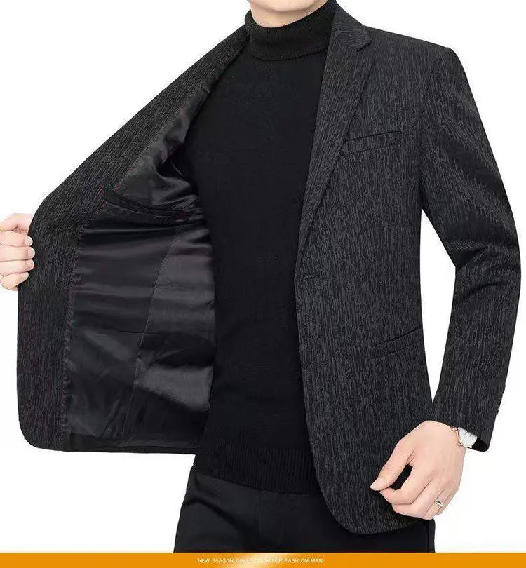 Men's Smart Casual Blazer Single Breasted Spring Autumn Jacket Black Dark Blue