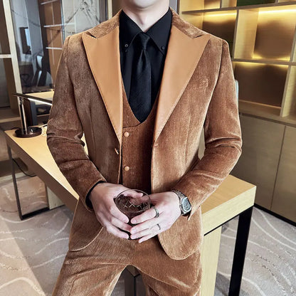 Men's Slim Fit 3-Piece Suit – Smart Casual & Wedding Formal Set