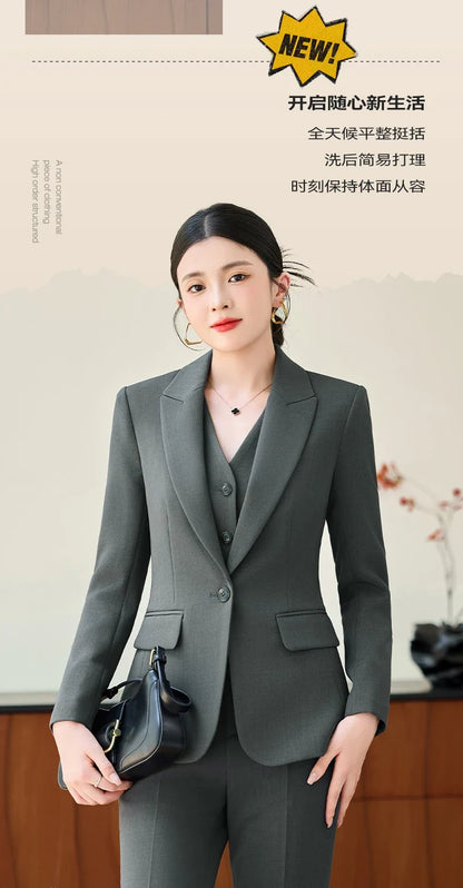 Fashionable professional women's two-piece pant+ suit jacket. Sophisticated elegant, slim fit comfortable. 2025 new style