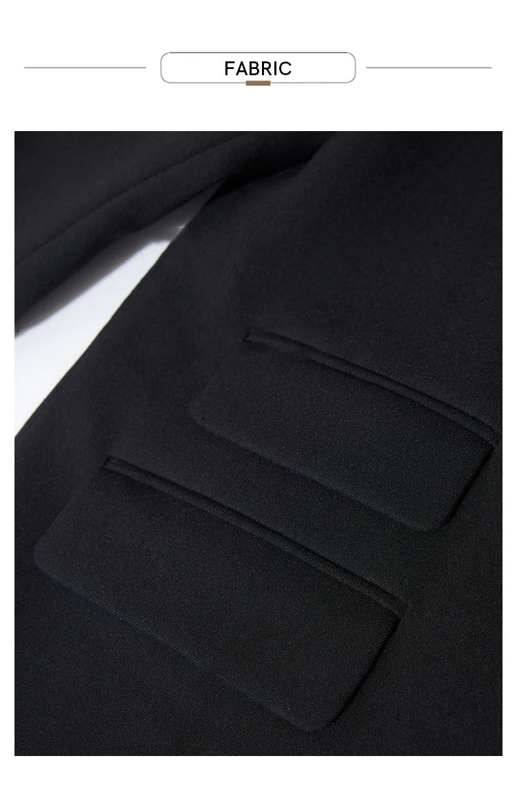 Blazers For Women 2026 Autumn New Black Jacket Notched Double Buckle Loose Mid-length Office Lady Versatile Jackets12453040