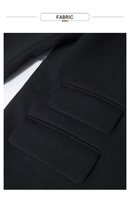Blazers For Women 2026 Autumn New Black Jacket Notched Double Buckle Loose Mid-length Office Lady Versatile Jackets12453040