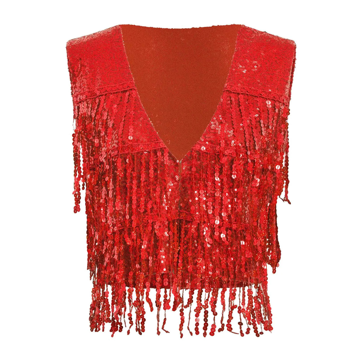 Women's Fringe Vest Clubwear Jazz Modern Dance Waistcoat Glitter Tassel Sleeveless Jacket Sequins Vests Music Festival Costumes