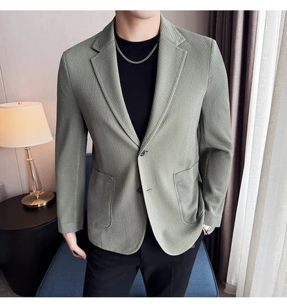 High Quality Ice Silk Seamless Sunscreen Suit Jacket Men Summer Breathable Unlined Casual Blazers Versatile Business Social Coat