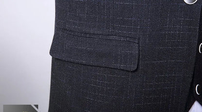 British Style 3-Piece Suit Set - High-Quality Men's Fashion Wedding Banquet European American Look with Jacket Vest Trousers