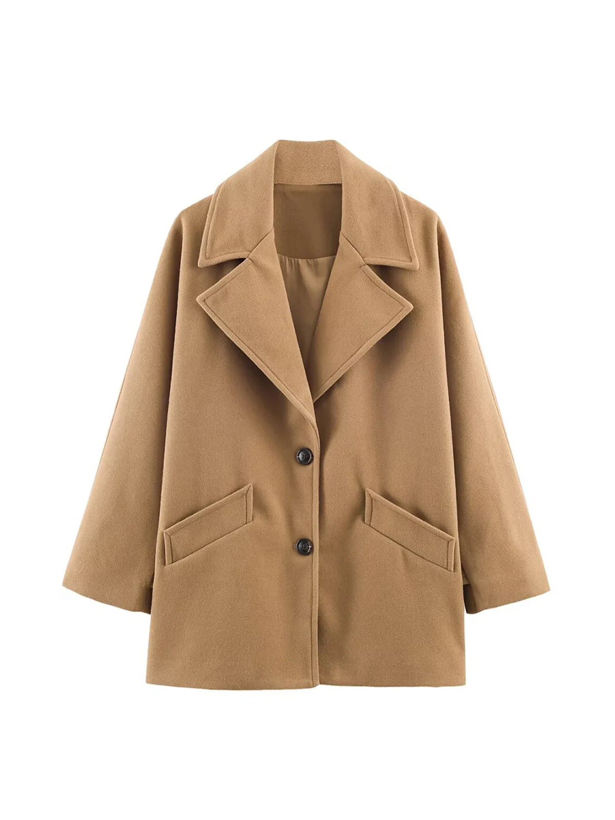 Women's Khaki Woolen Overcoat Korean Style Elegant Long Sleeve Warm Long Outerwear Vintage Harajuku 2000s Fashion Clothes Winter