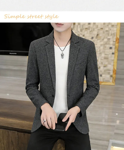 2026 Blazer Outdoor Men's Checked Fashion Business Trend Wedding Slimming Gentleman Casual Korean Travel High Formal Wear Blazer