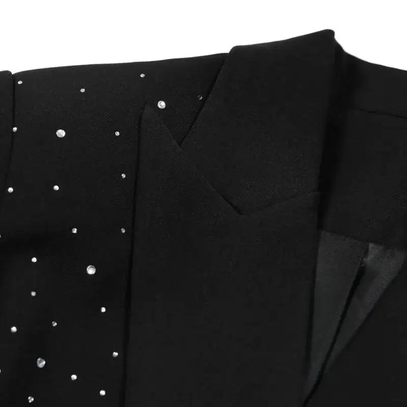 Spring Autumn New Women Niche Design Streetwear Stylish Blazer Fashion Decorated Diamonds Versatile Slimming Jackets HK9494