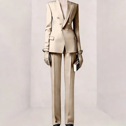 Purple Women Suit Double-breasted Peaked Lapel Two Pieces(Jacket+Pants) Modern Fashion Slim Business Office Lady Set Custom