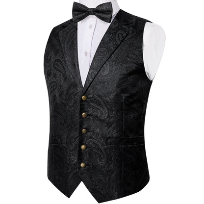 Men's Paisley Suit Vest Set with Tie, Pocket Square & Cufflinks for Wedding & Formal Events