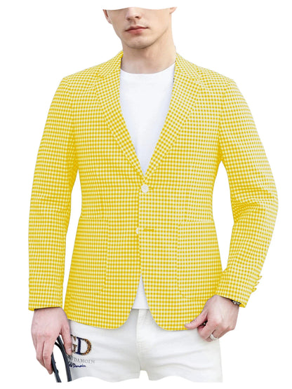 Men's Plaid Blazer Slim Fit Business Casual Checkered Suit Jacket Lightweight Notched Lapel Sport Coats for Office Daily Wear