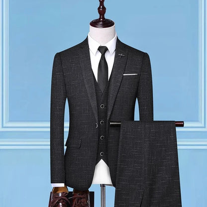 Men's 3-Piece Suit Slim Fit Blazer Vest Trousers Smart Casual Business Formal