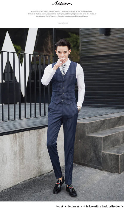Men's Three-Piece Suit – Double Breasted Slim Fit Formal Suit for Men in Multiple Colors